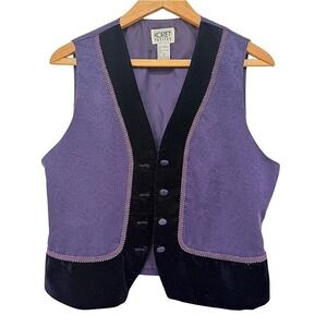 Koret Petites Vest Purple Paisley Velvet Trim‎ VTG Boho Rodeo Western Wear 6P